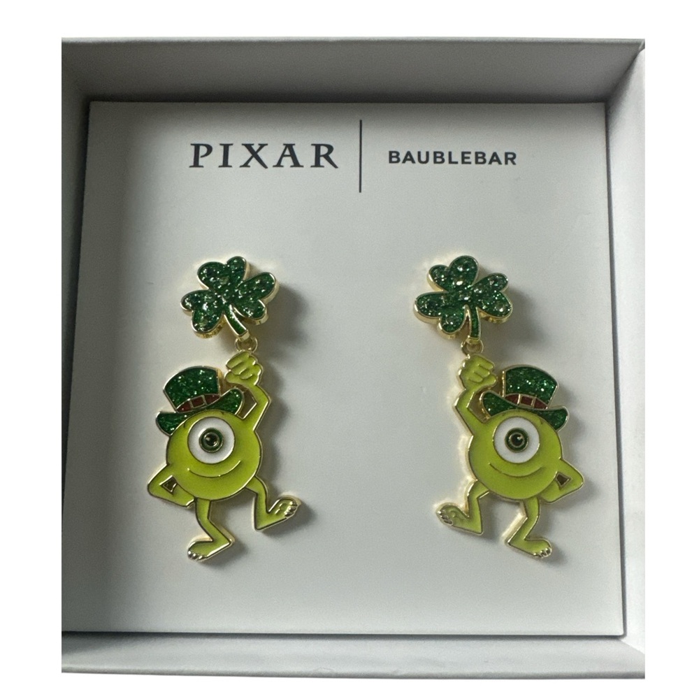 NEW PIXAR  Baublebar St Patricks Day Mike Wazowski Monsters Leprechaun Earrings